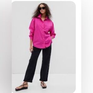 New Hudson North poplin shirt button down blouse pink